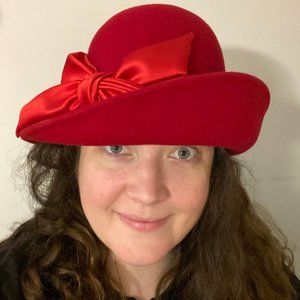 Stunning Scarlett Wool Hat with Matching Satin Bow